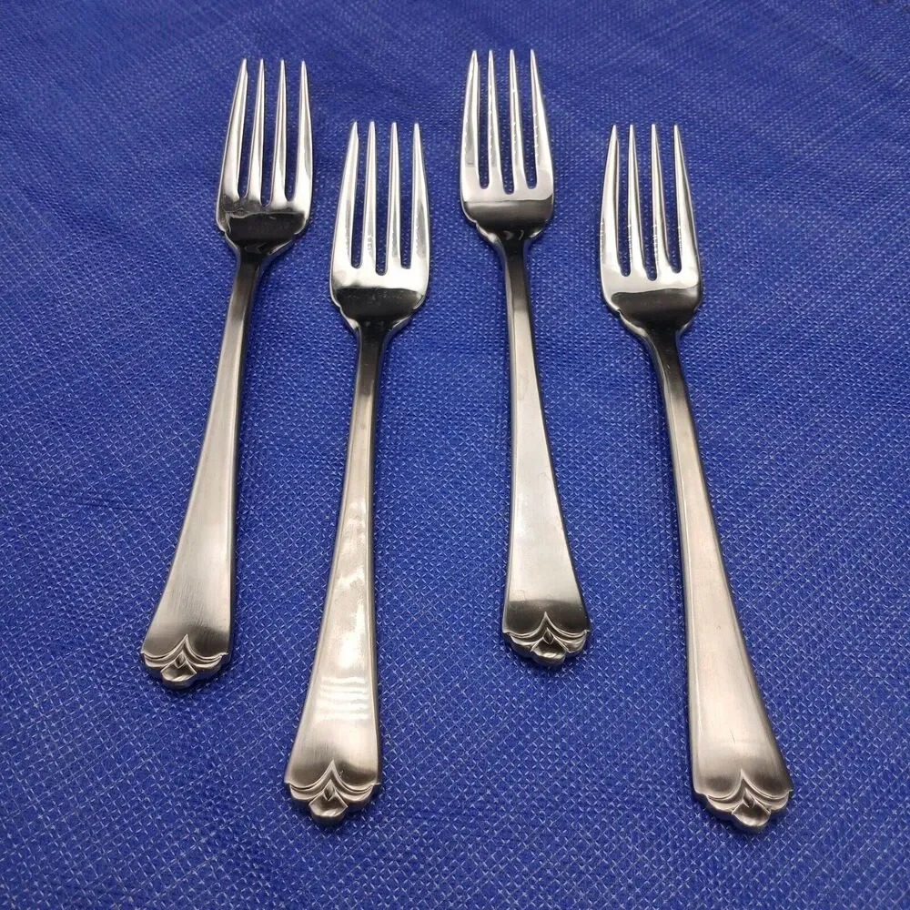 Wallace Lotus 18/8 Stainless Steel Set 4 SALAD Fork Flatware KOREA